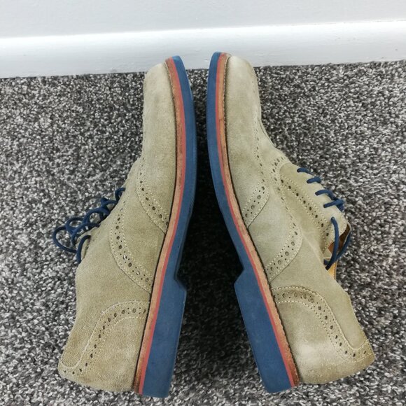 Peter Millar Dress Shoes Suede Leather Brogue Oxford Wingtip Beige Tan Mens 11M - Picture 5 of 10